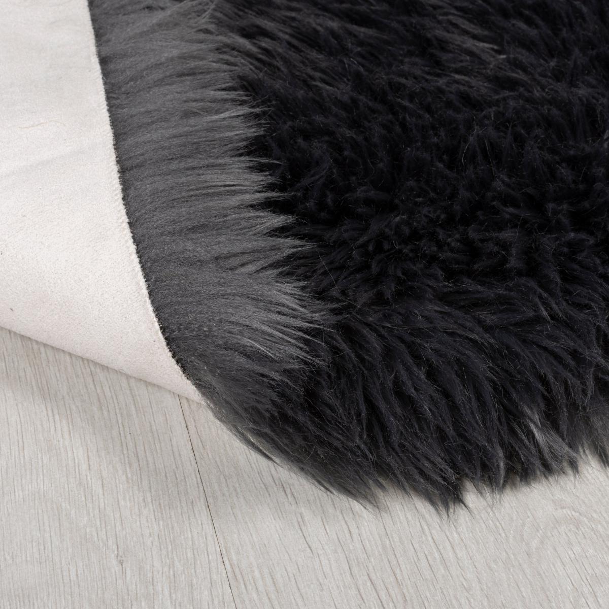 Luxe Single Pelt Faux Sheepskin Rug Luxe Charcoal – image 5