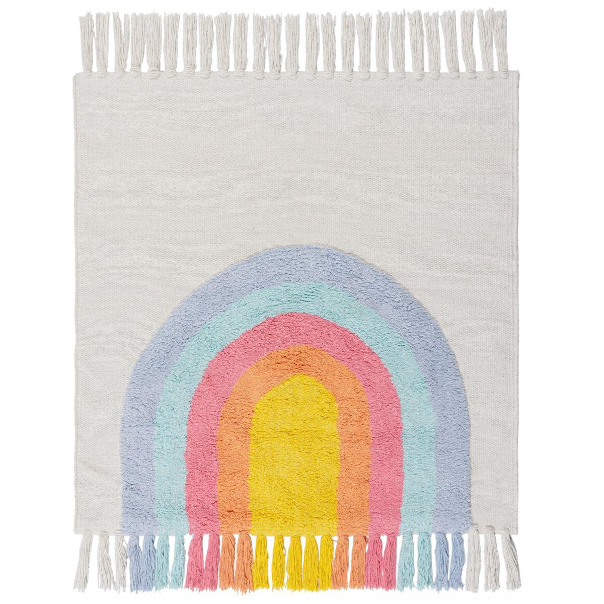Rainbow Tassel Square Rug MultiColoured – image 2