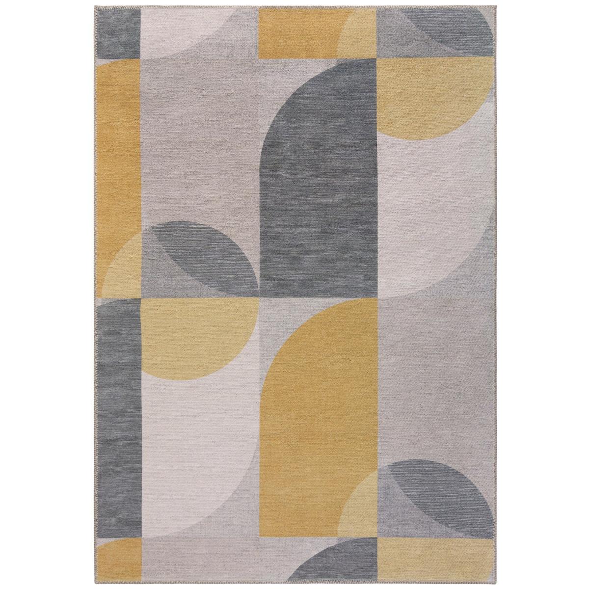 PractiRug Bergen Geo Washable Rug Yellow/Grey/White – image 2