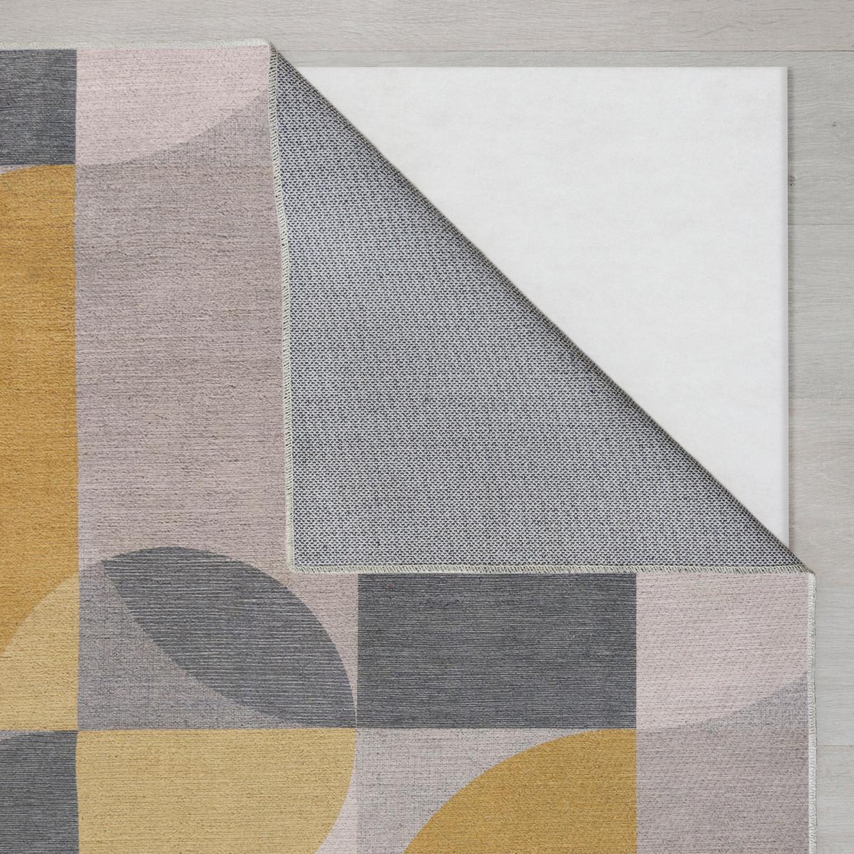 PractiRug Bergen Geo Washable Rug Yellow/Grey/White – image 5