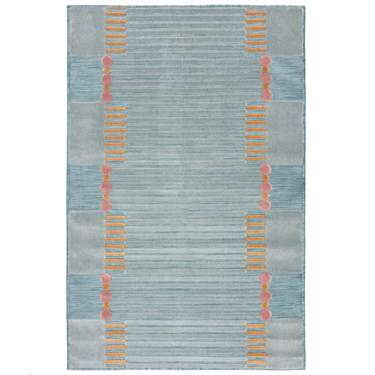 Striped Border Indoor Outdoor Rug Blue – image 5