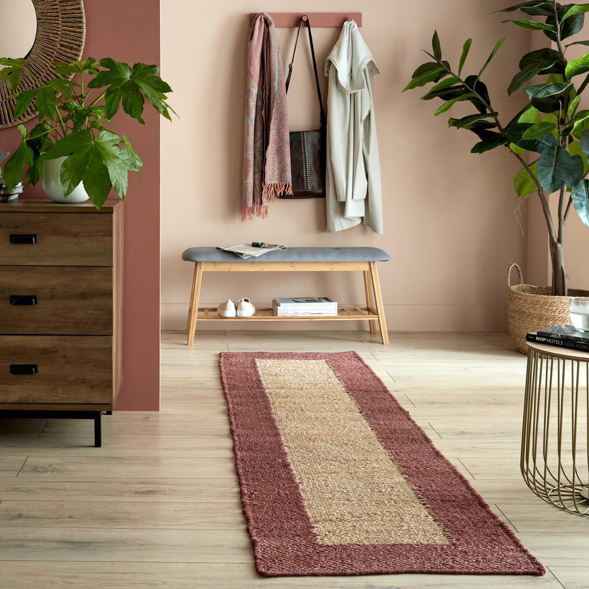 Clara Hand Woven Jute Runner Red and Brown – image 1
