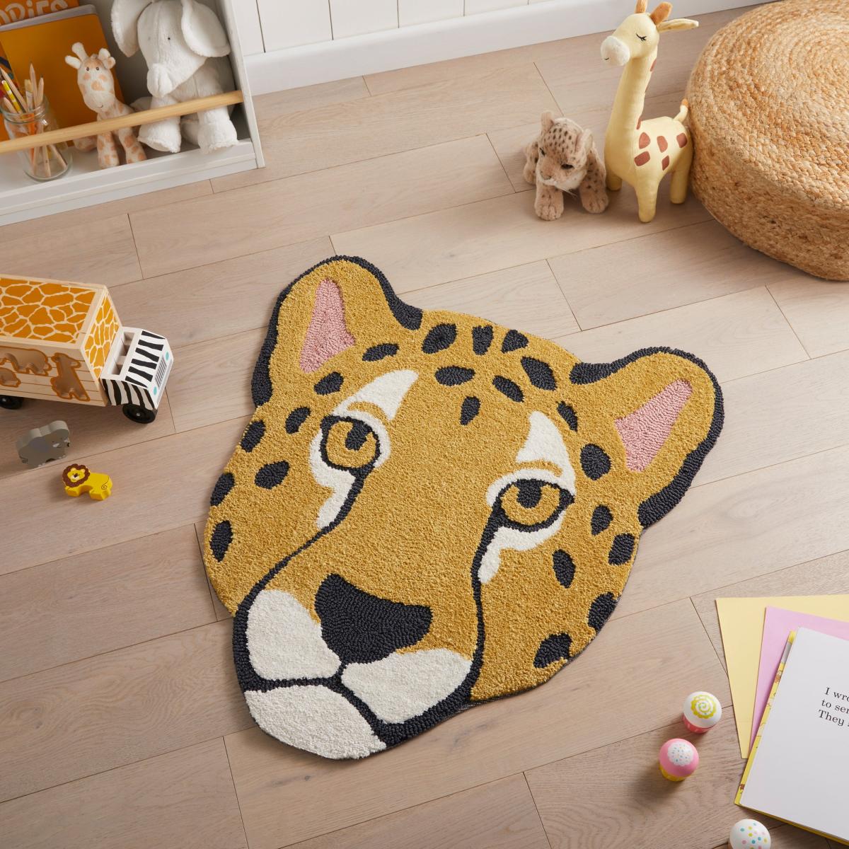 Rory Leopard Face Rug Yellow/Black/White – image 1
