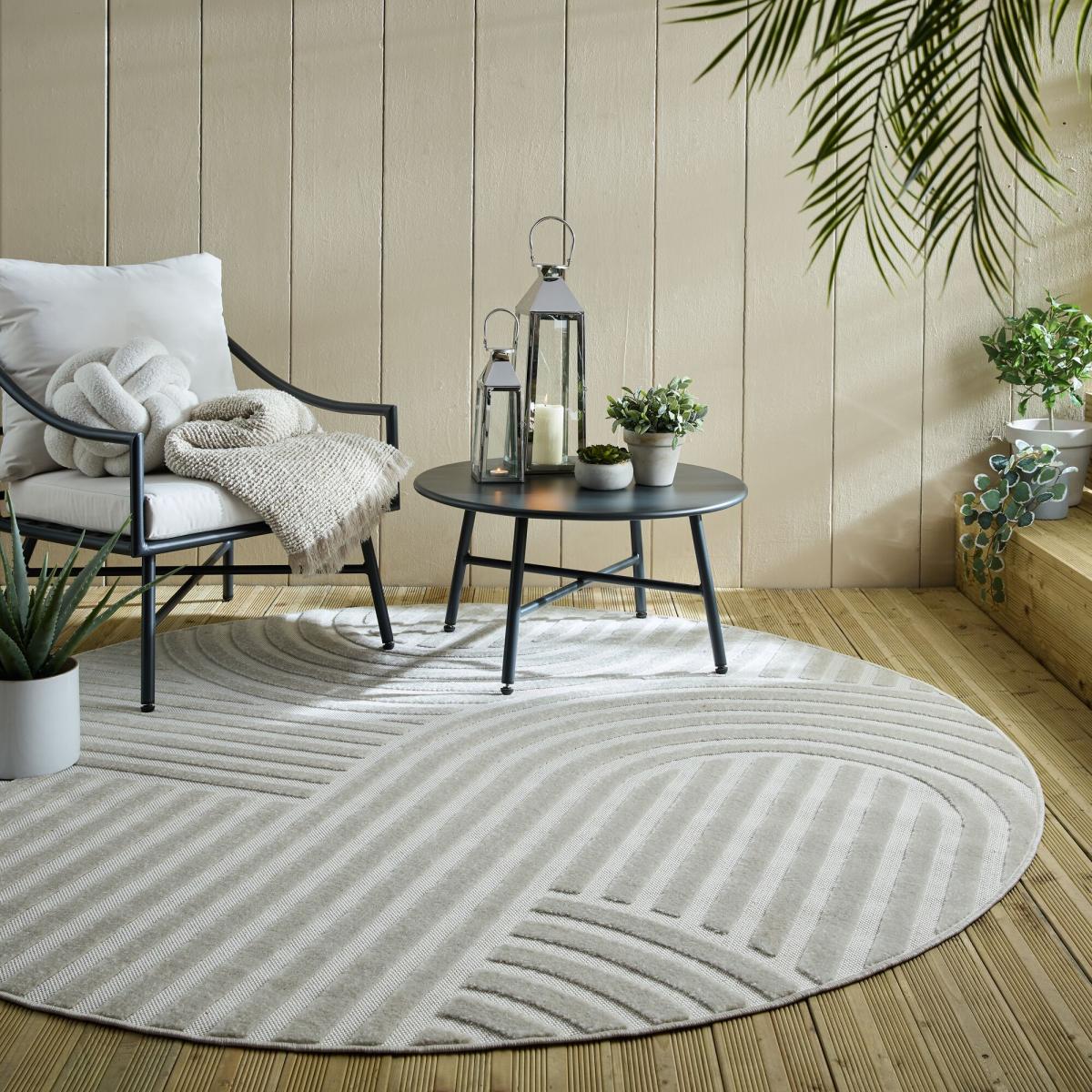 Lune Luxe Abstract Indoor Outdoor Round Rug – image 1