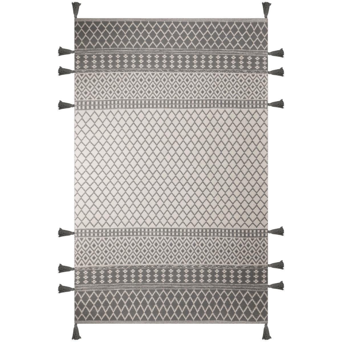 Cotton Flatweave Rug White and Grey – image 2