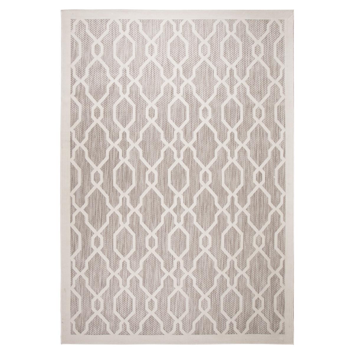 Mendoza Natural Geometric Indoor Outdoor Rug Brown and White – image 2