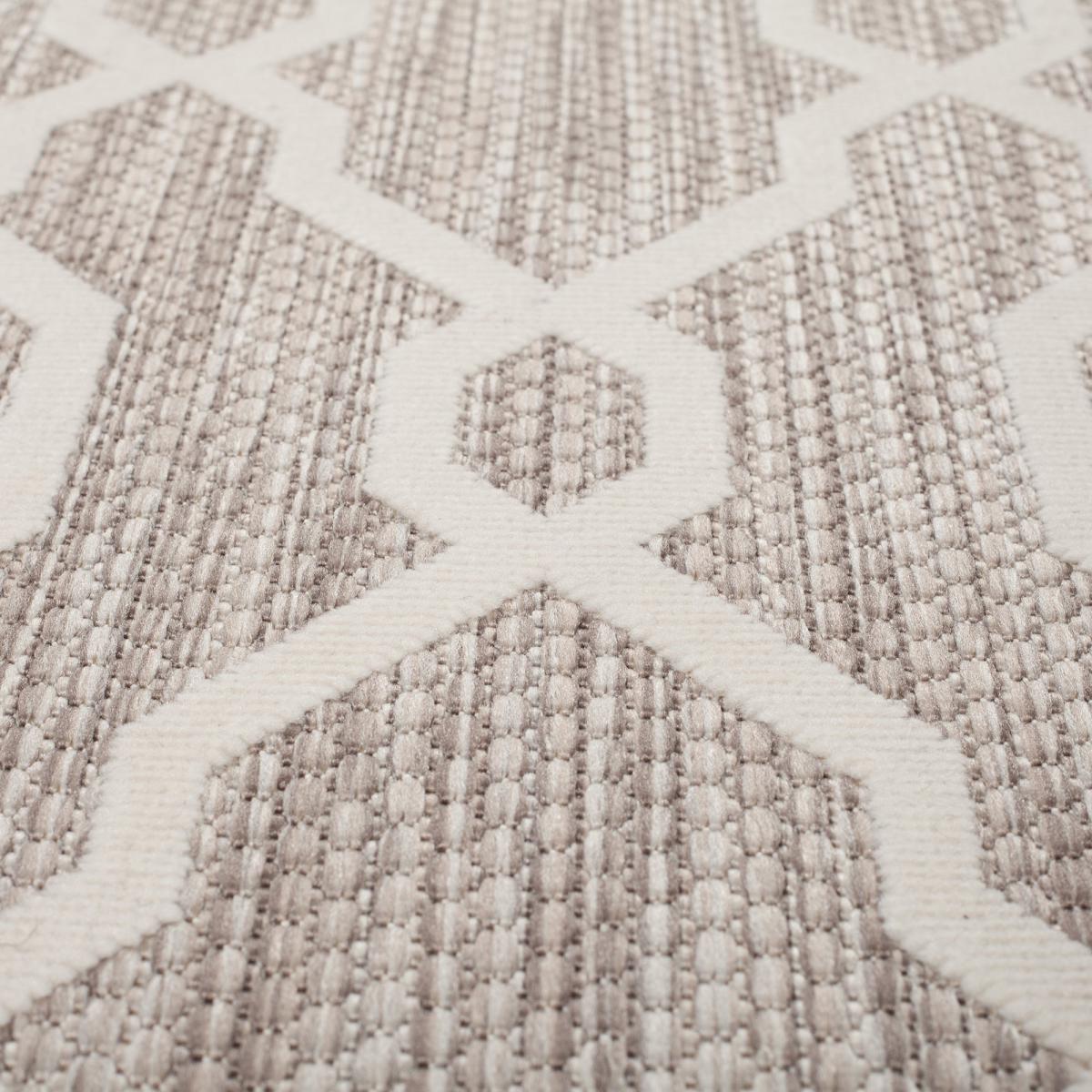 Mendoza Natural Geometric Indoor Outdoor Rug Brown and White – image 3