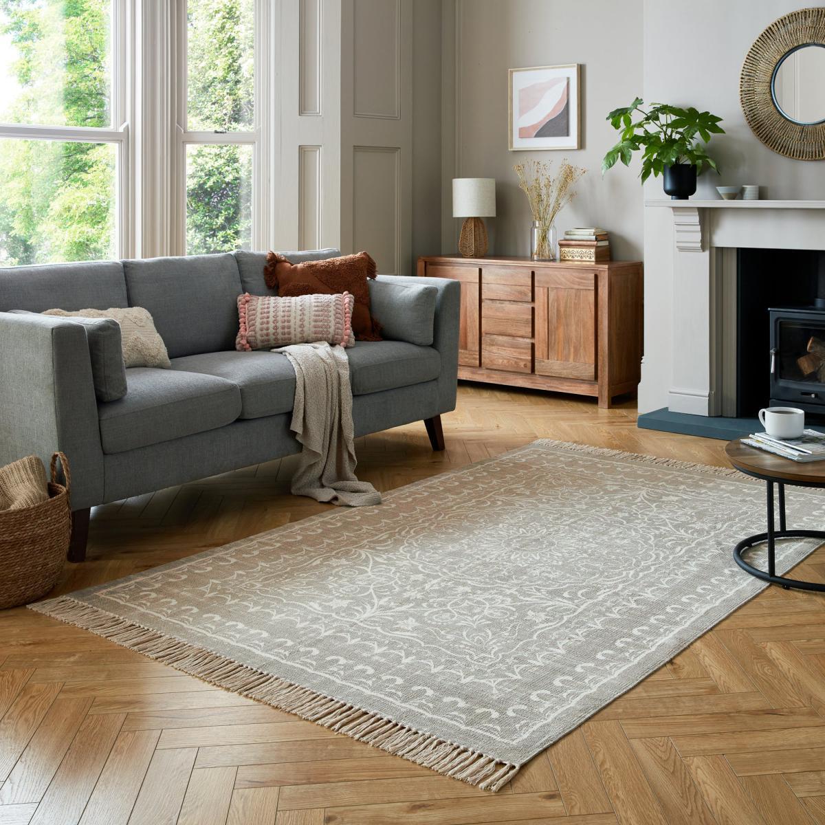 Medallion Cotton Rug Green/White – image 2