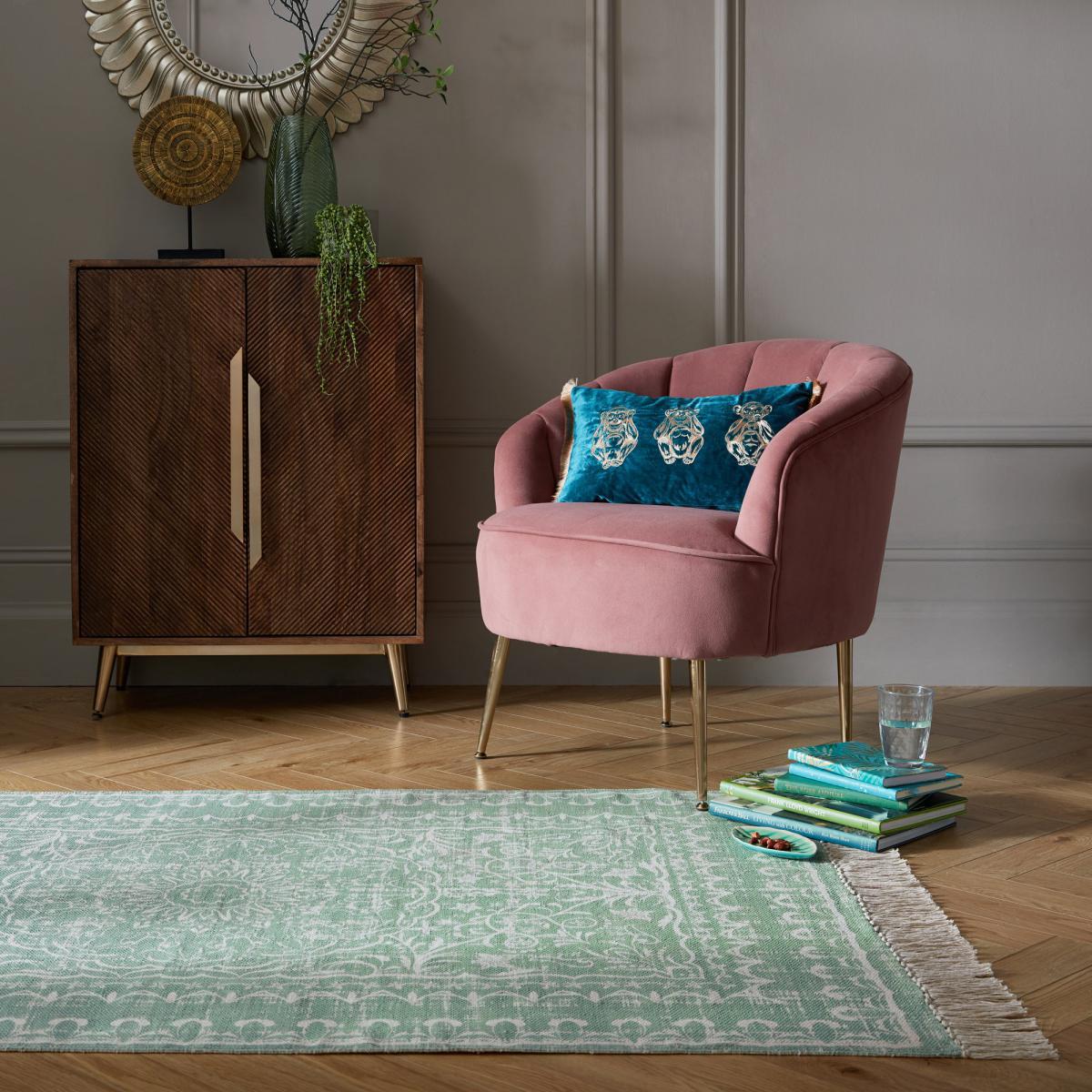 Medallion Cotton Rug Green/White – image 1