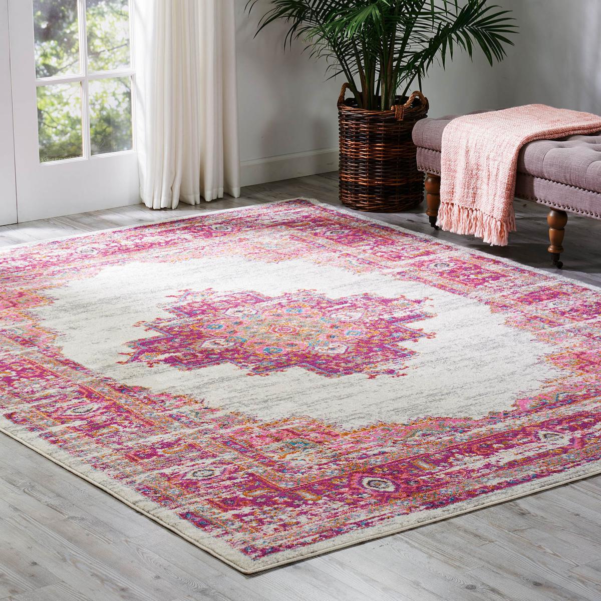 Ivory and Fuchsia Passion Rug Pink – image 7