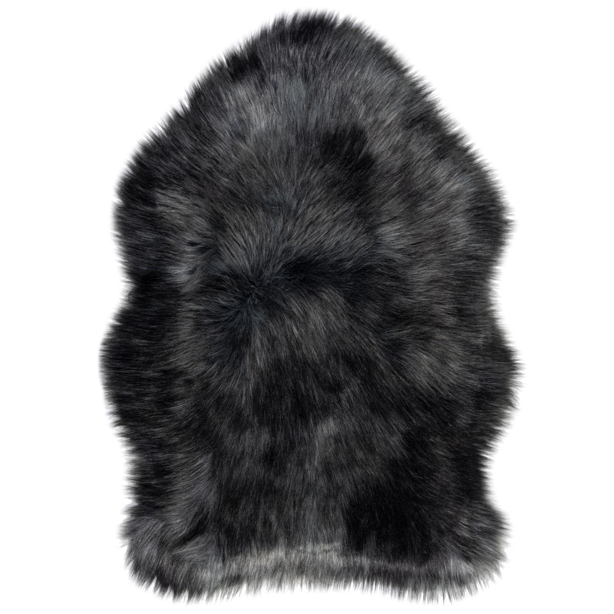 Siberia Single Pelt Faux Sheepskin Rug Siberia Charcoal – image 2