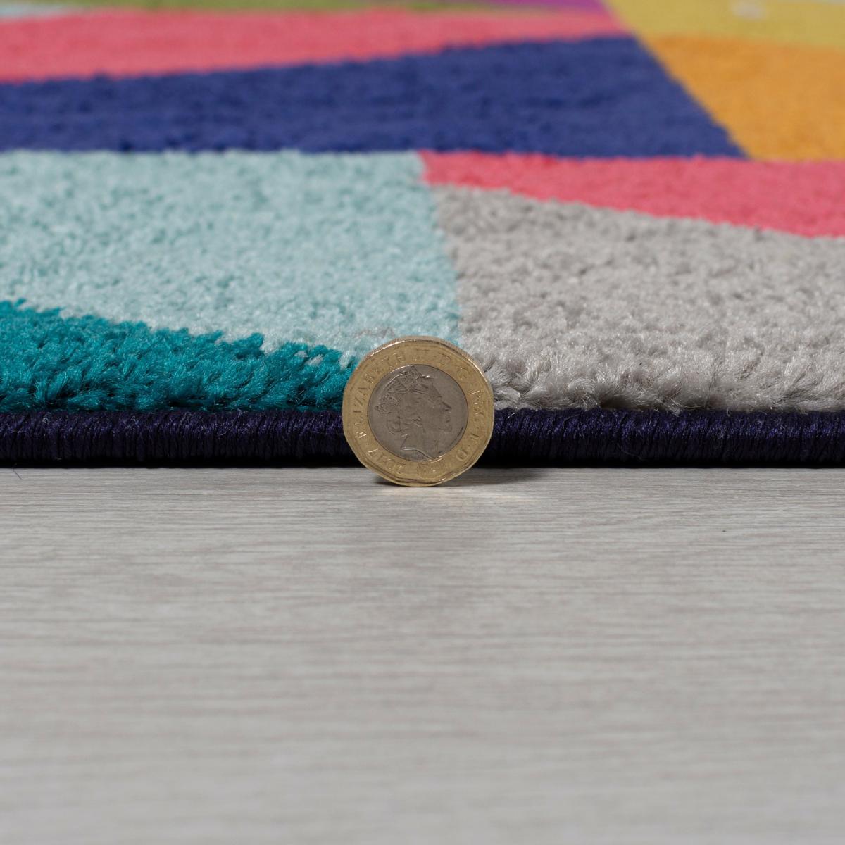 Frida Geometric Rug Blue, Yellow and Red – image 5