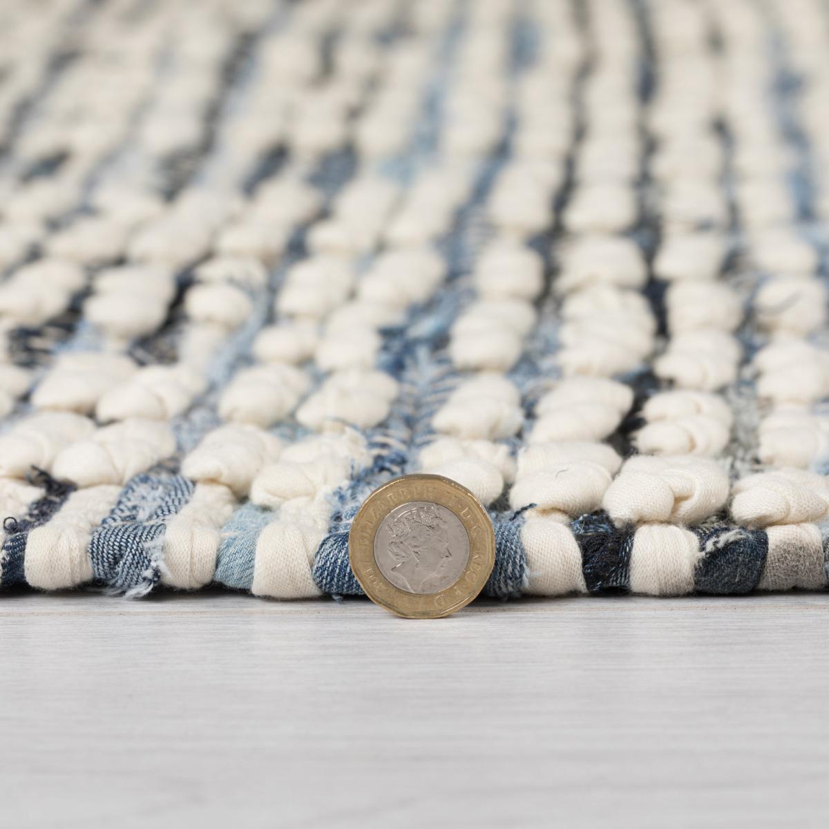 Diamond Denim Mix Flatweave Rug Blue and White – image 4
