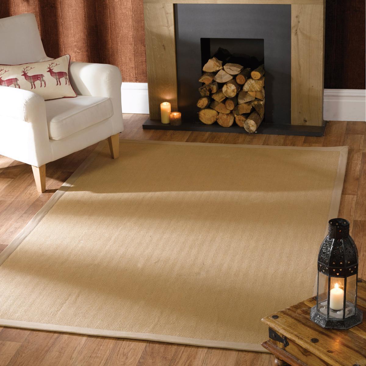 Natural Fibre Herringbone Rug Natural Brown – image 1