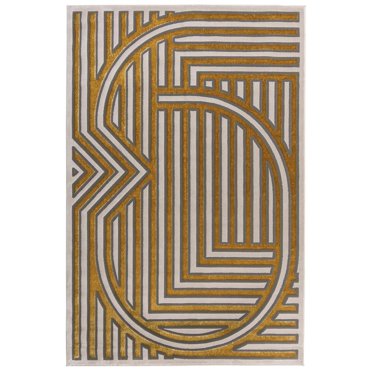 Gatsby Metallic Art Deco Rug Gold/Beige – image 2
