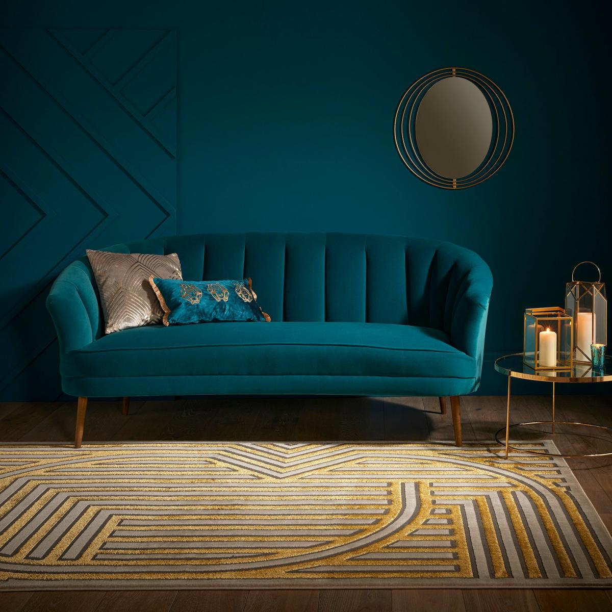 Gatsby Metallic Art Deco Rug Gold/Beige – image 1