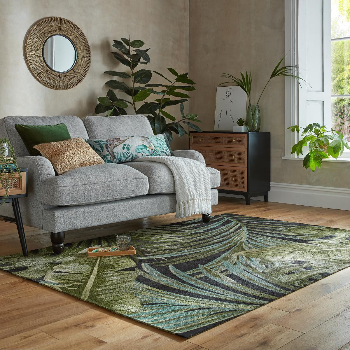Jungle Palm Chenille Rug Green – image 1