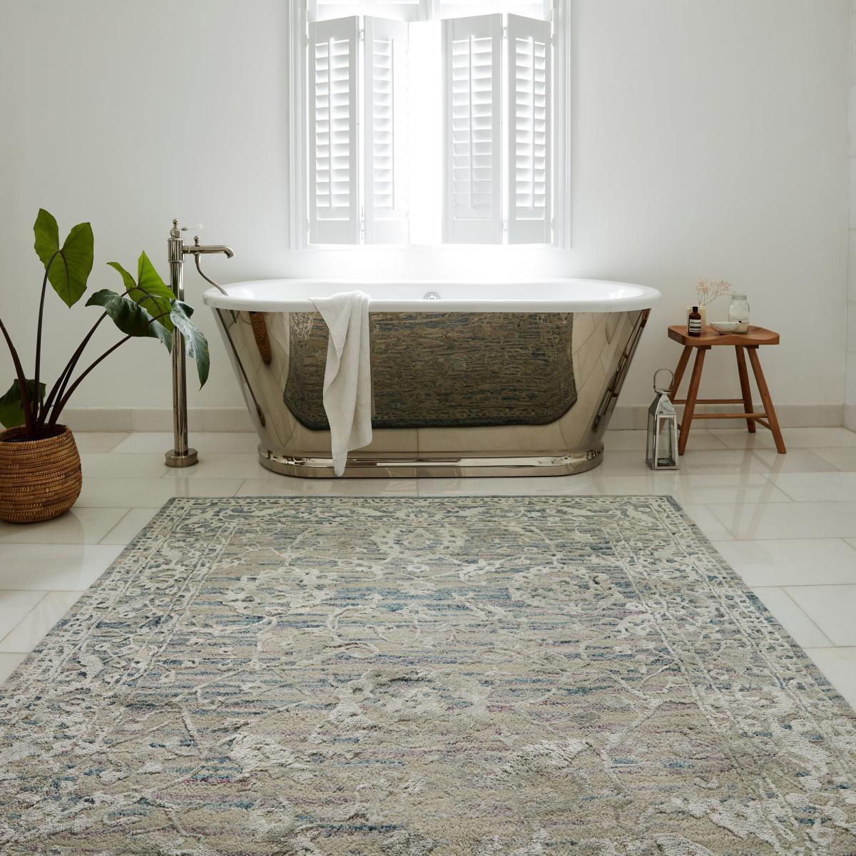 Zora Wool Mix Rug Blue, Brown and White – image 1