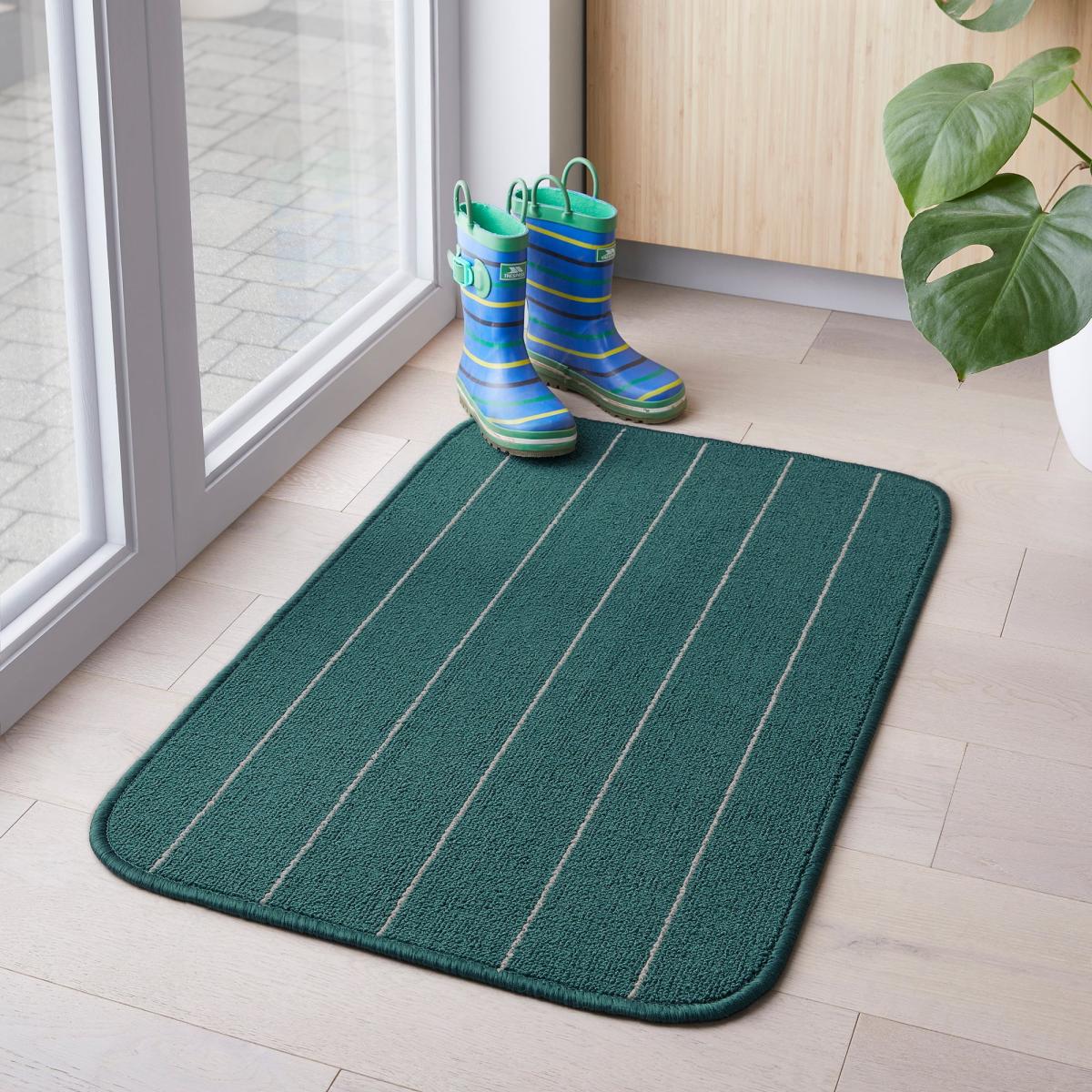 Practimat Theo Stripe Washable Rug Emerald – image 1