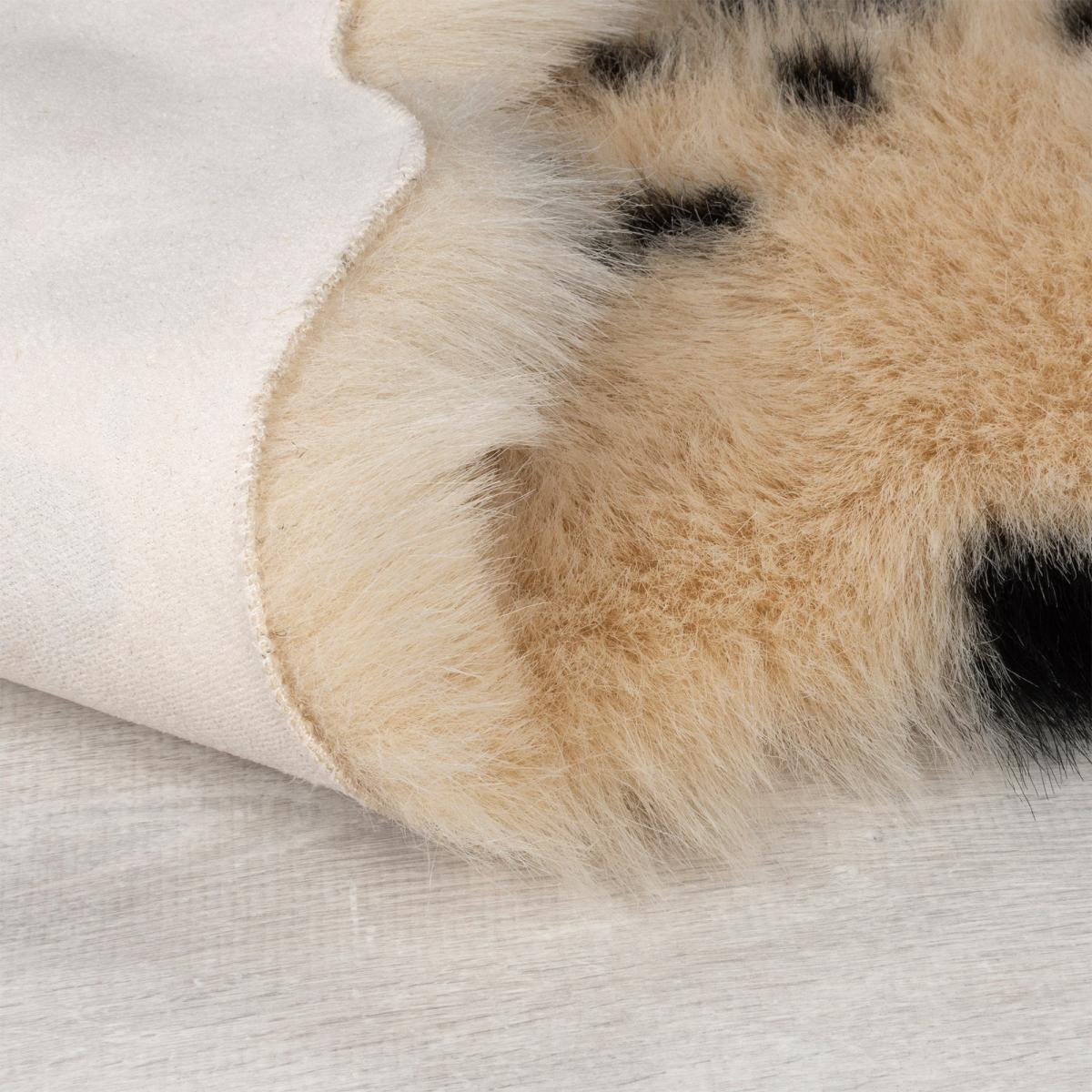 Cow Hide Print Faux Fur Rug White – image 3
