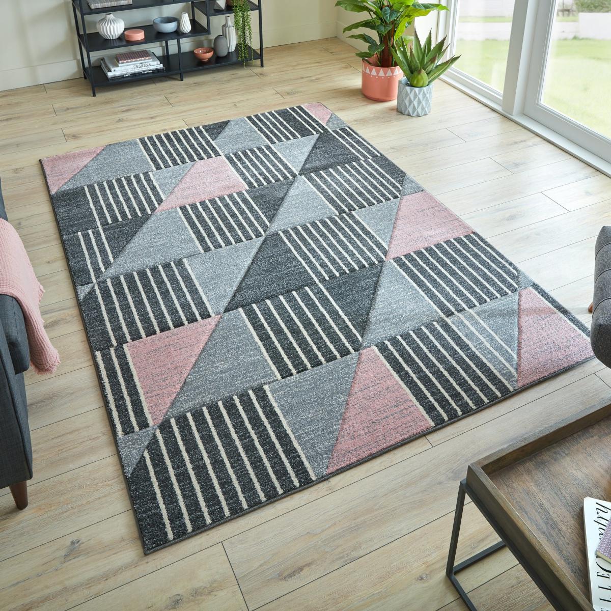 Velocity Geometric Rug Yellow, Grey and White – image 2