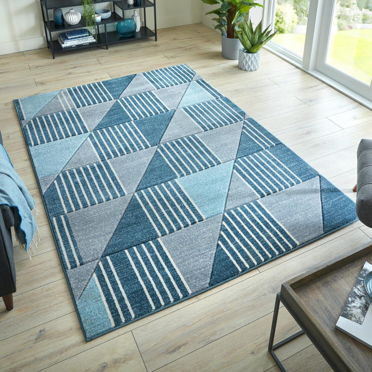 Velocity Geometric Rug Yellow, Grey and White – image 3