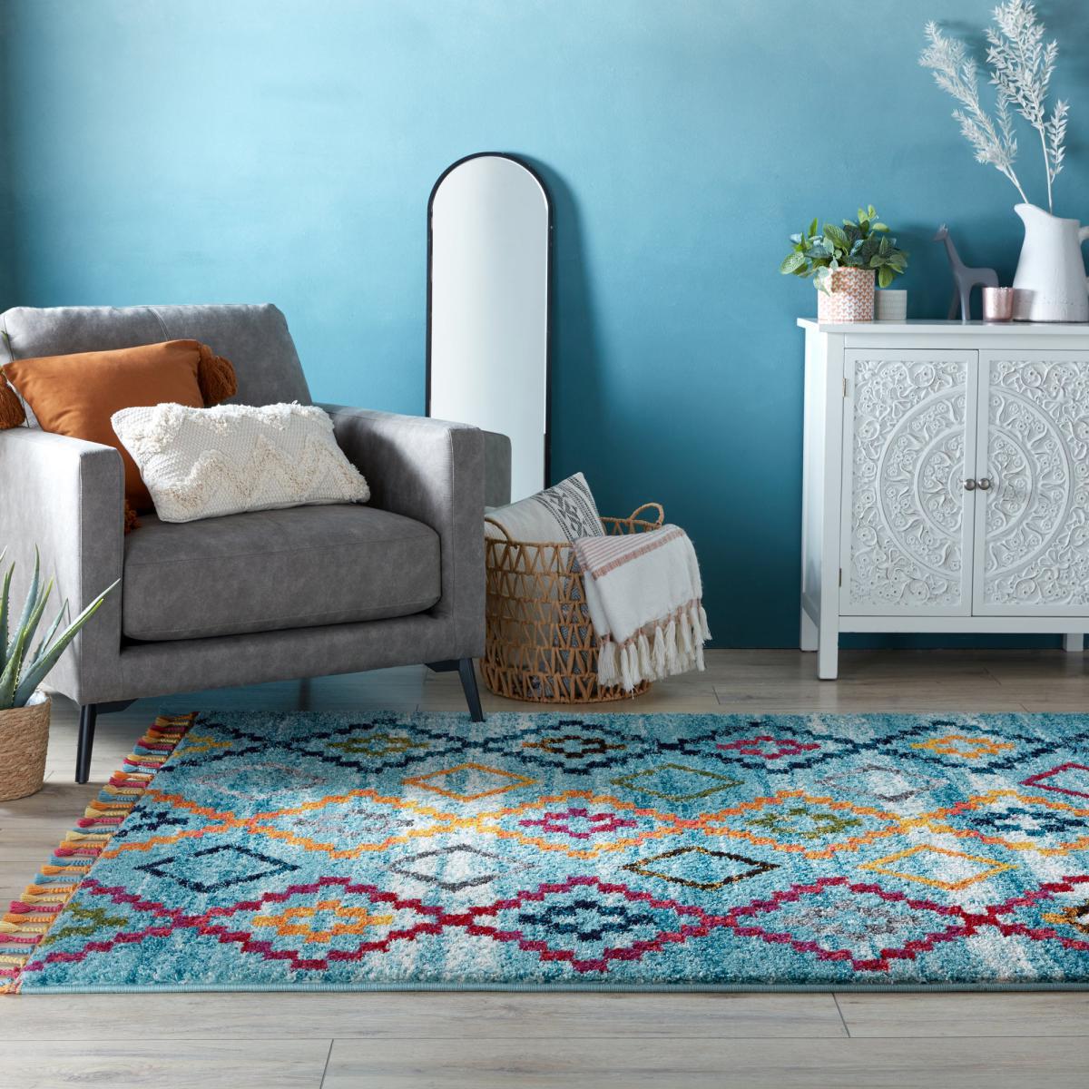 Kasama Berber Rug Green, Blue and Yellow – image 1