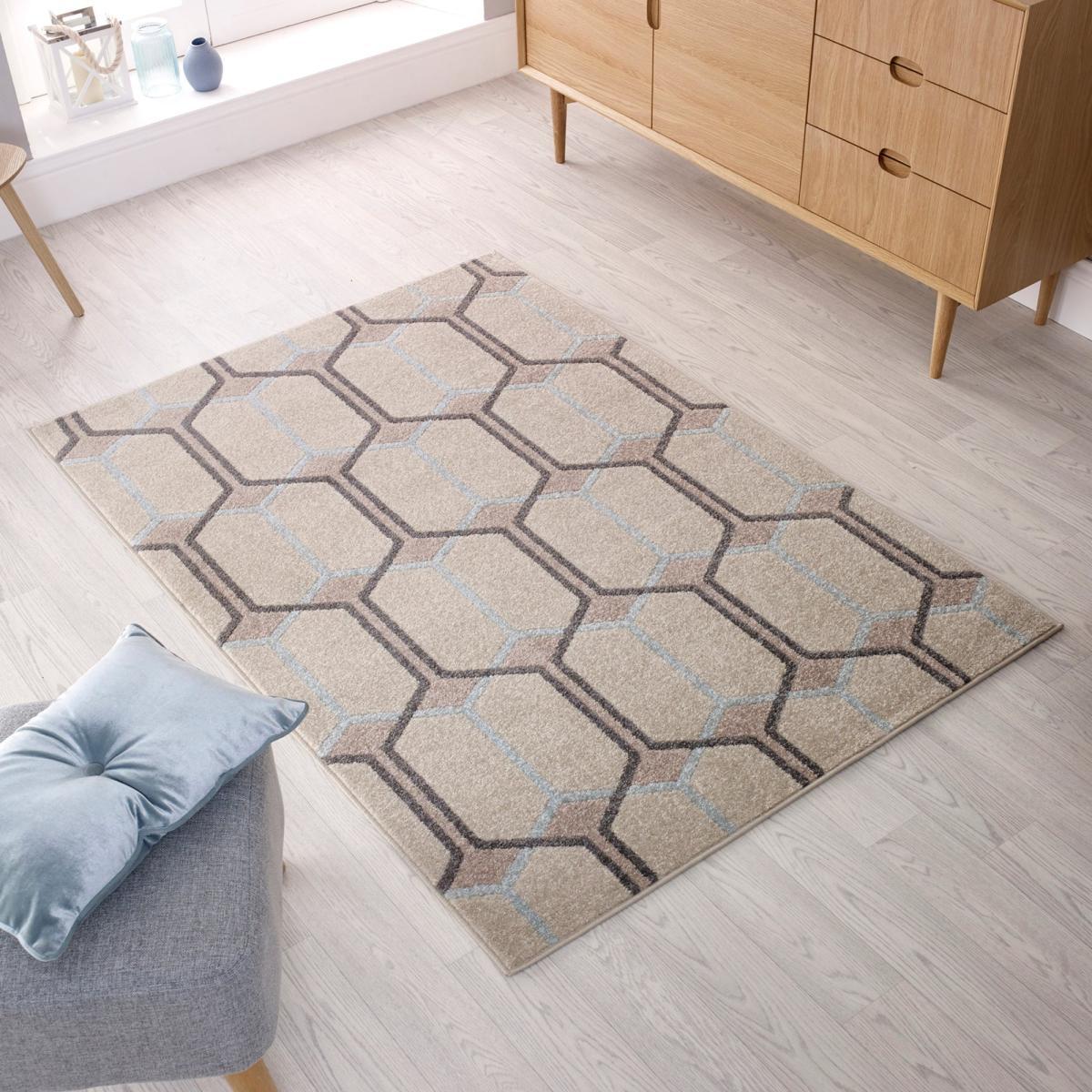 Urban Trellis Rug Grey, Blue and Pink – image 1