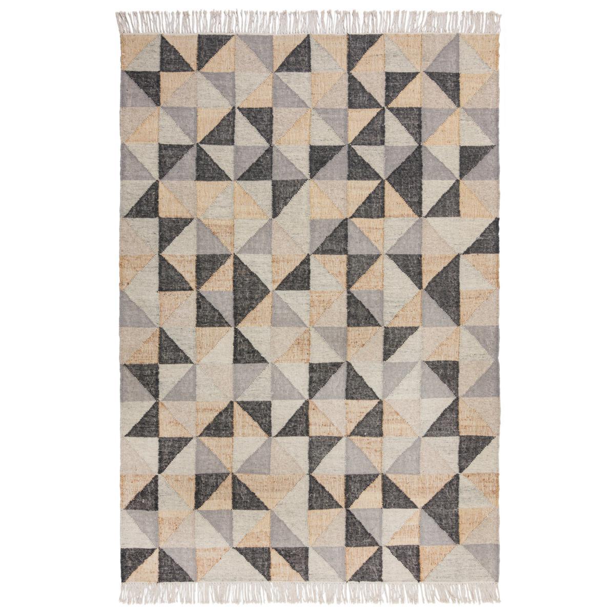 Jute Blend Triangle Patterned Rug Charcoal/Beige – image 2