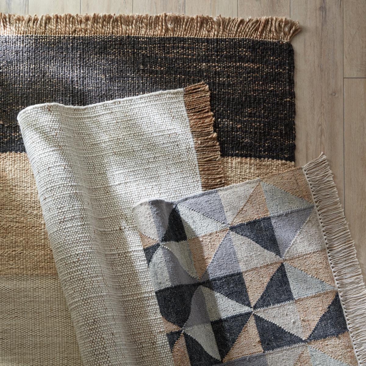 Jute Blend Triangle Patterned Rug Charcoal/Beige – image 7