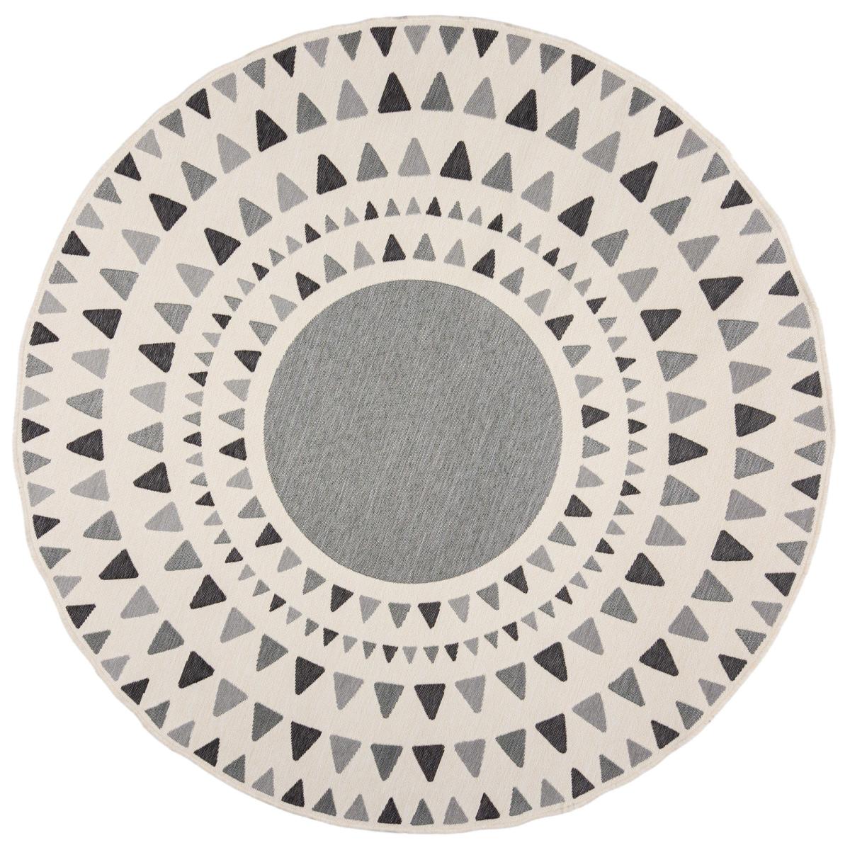 Shadow Rays Geometric Indoor Outdoor Circle Rug Grey – image 2