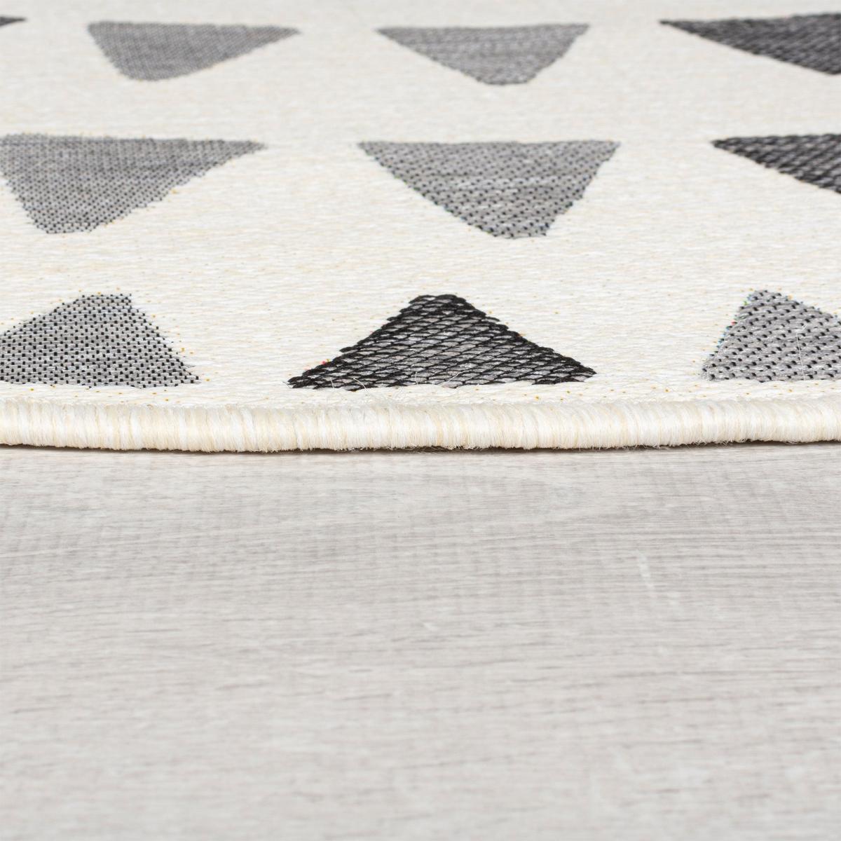 Shadow Rays Geometric Indoor Outdoor Circle Rug Grey – image 4