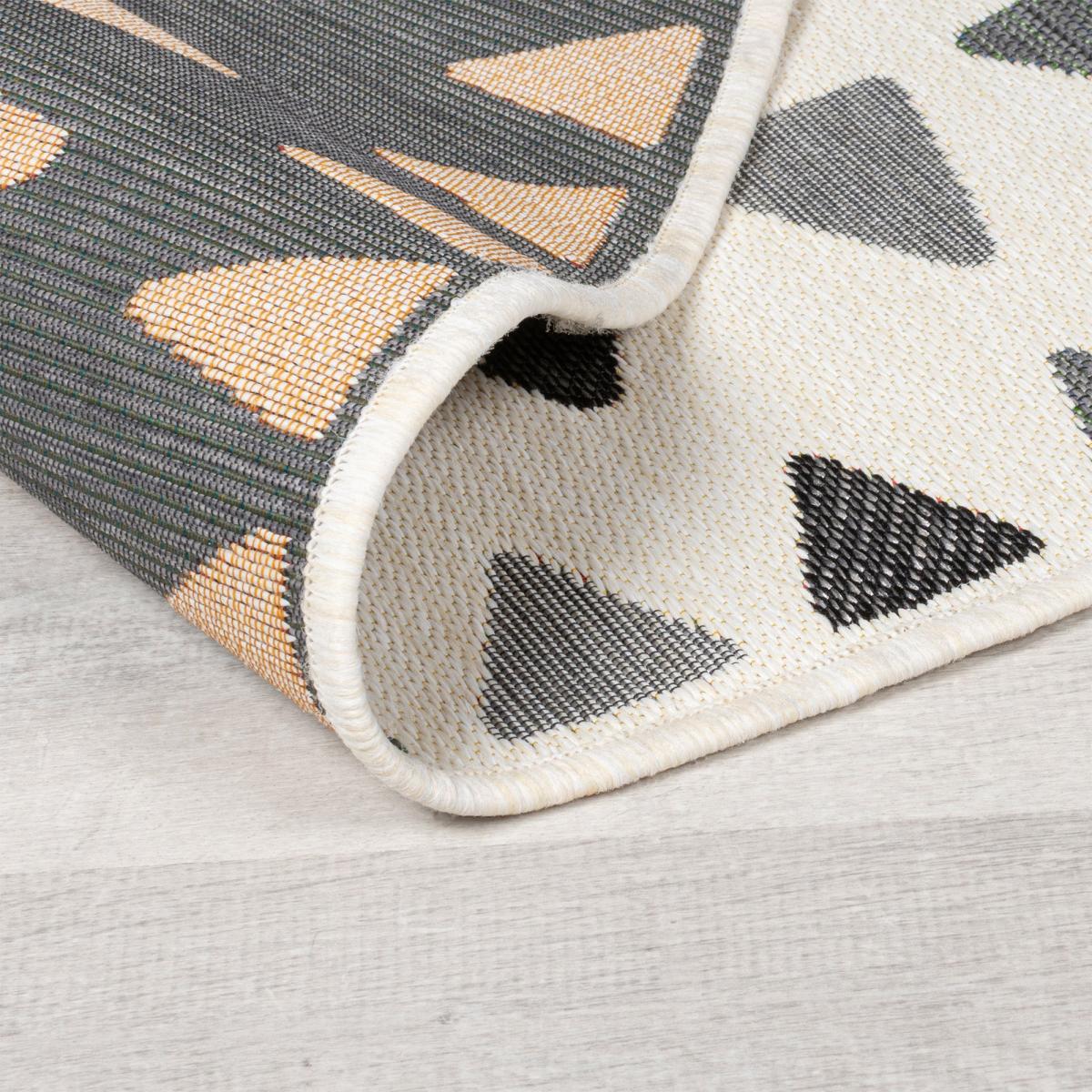 Shadow Rays Geometric Indoor Outdoor Circle Rug Grey – image 5