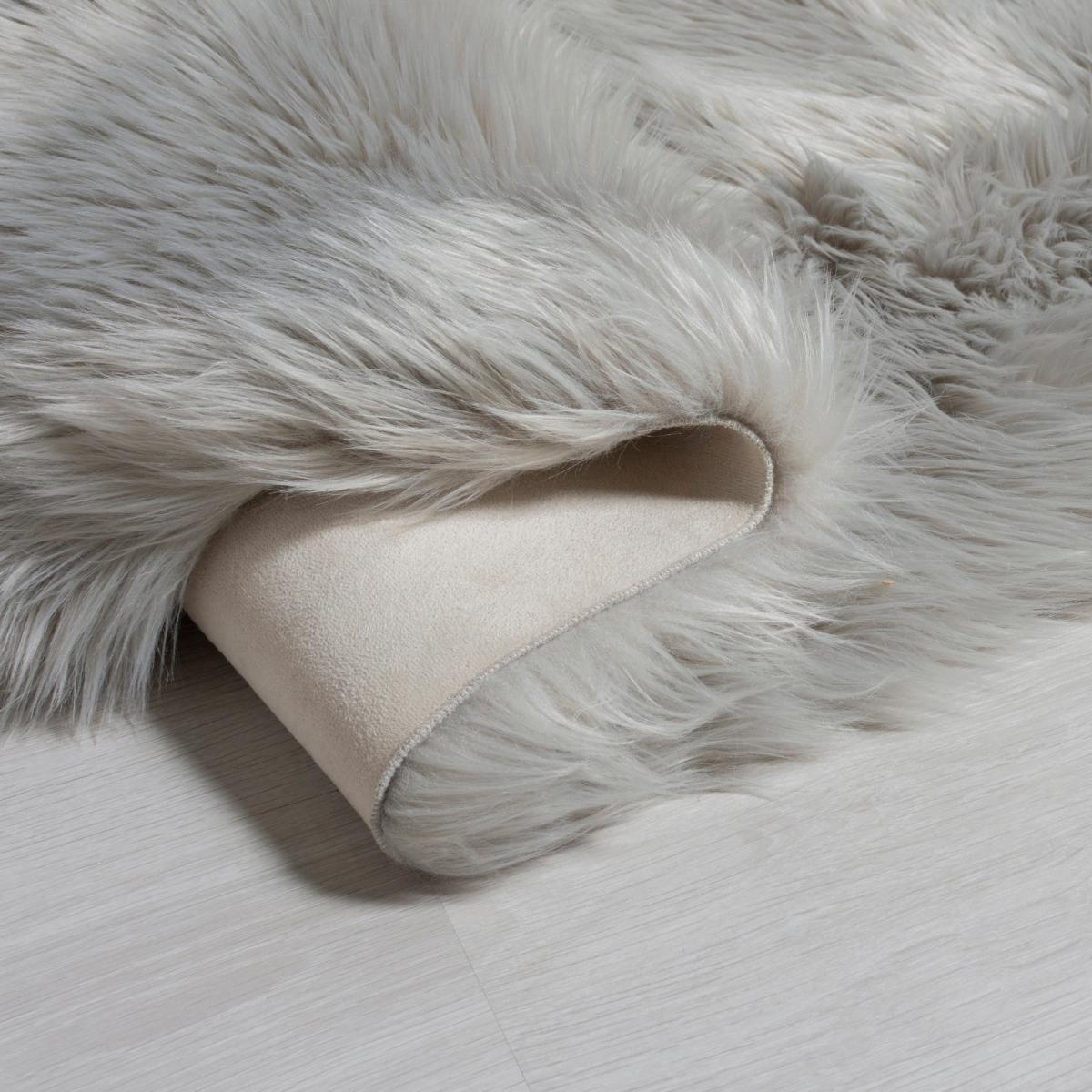 Faux Fur Grey Sheepskin Rug Grey – image 4