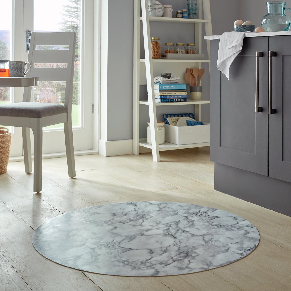 Marble Vinyl Round Mat Light Grey – image 1