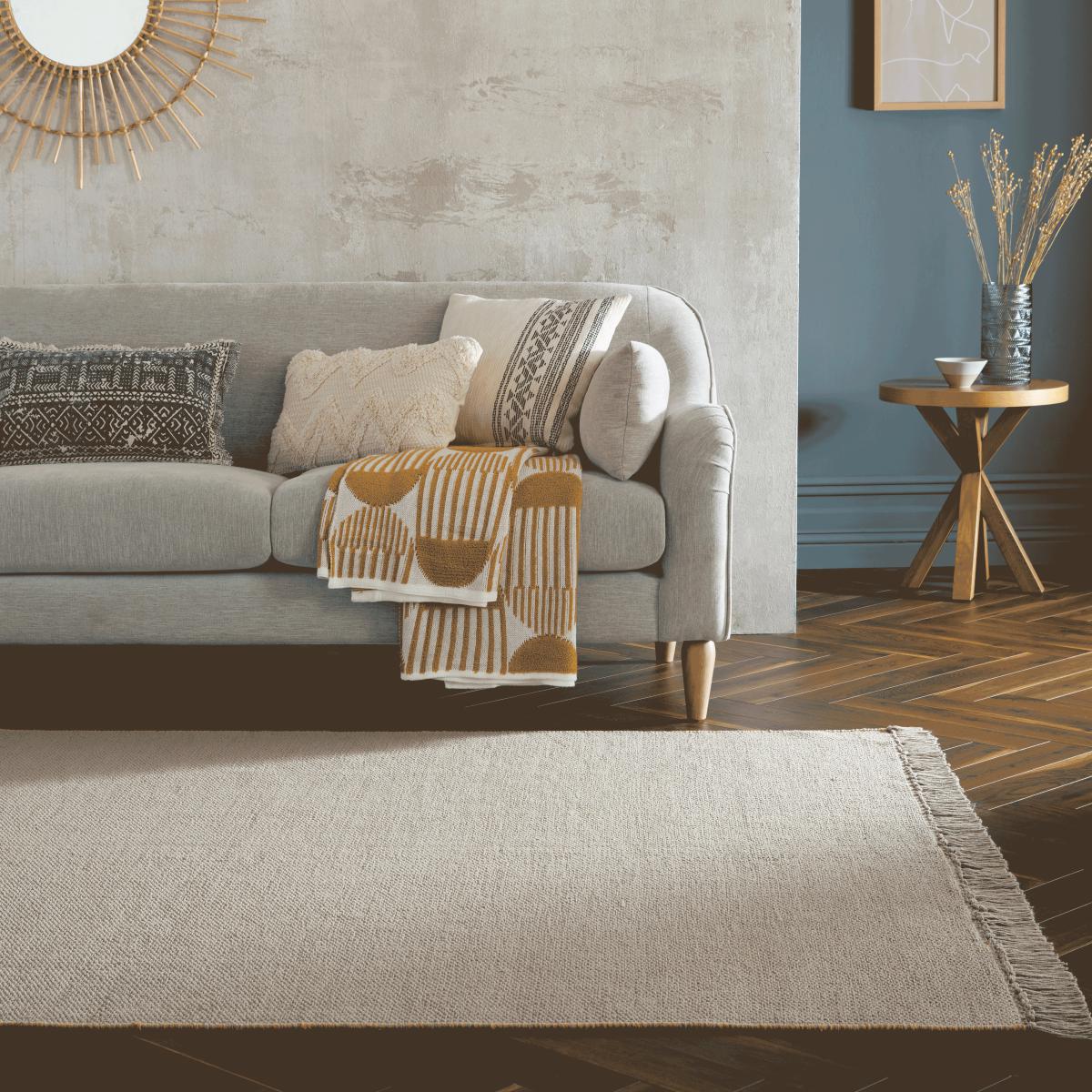 Reversible Cotton Rug Yellow/Grey – image 8