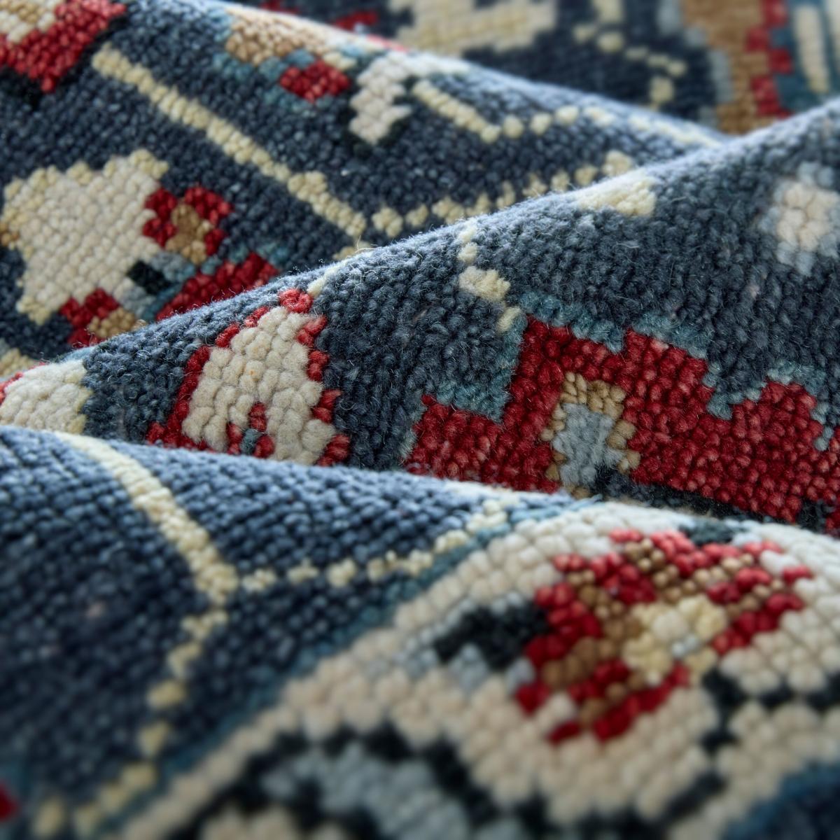 Farida Premium Hand-Knotted Floral Wool Rug Blue – image 1