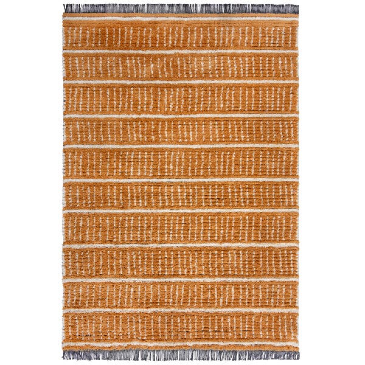 Ribbed Geometric Striped Shaggy Rug Blue – image 4