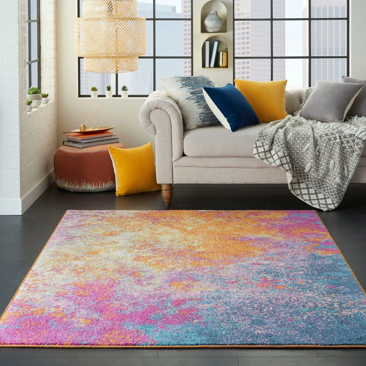 Sunburst Passion Rug Pink/Orange/Blue – image 3