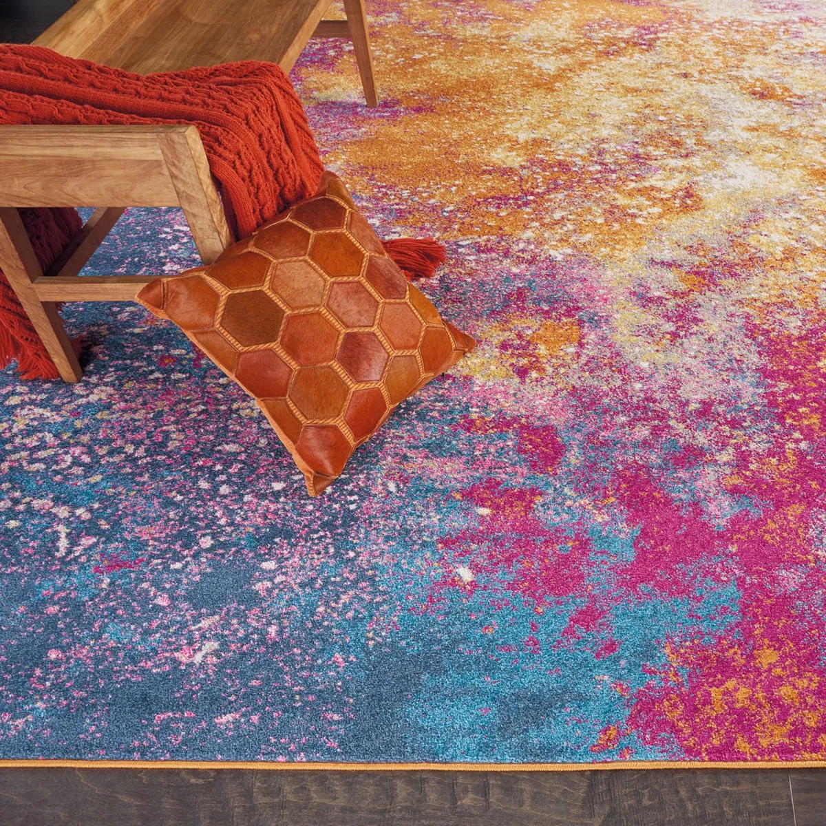 Sunburst Passion Rug Pink/Orange/Blue – image 8