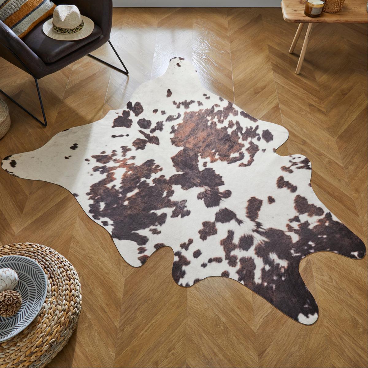 Cow Print Rug Black and White – image 2