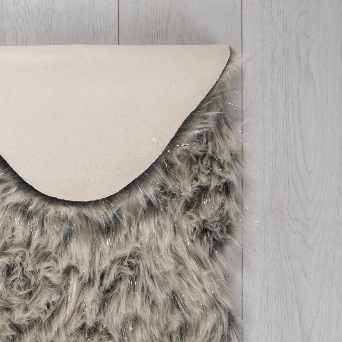 Single Pelt Shimmer Faux Sheepskin Rug Grey – image 4