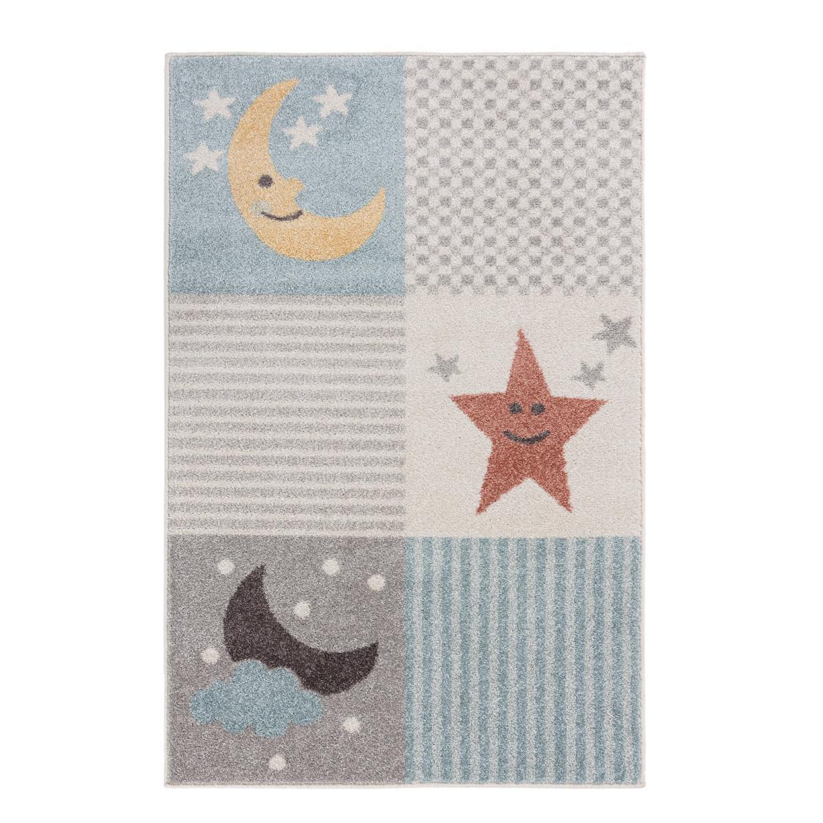 Cloud Patchwork Rug Blue, White and Yellow – image 2