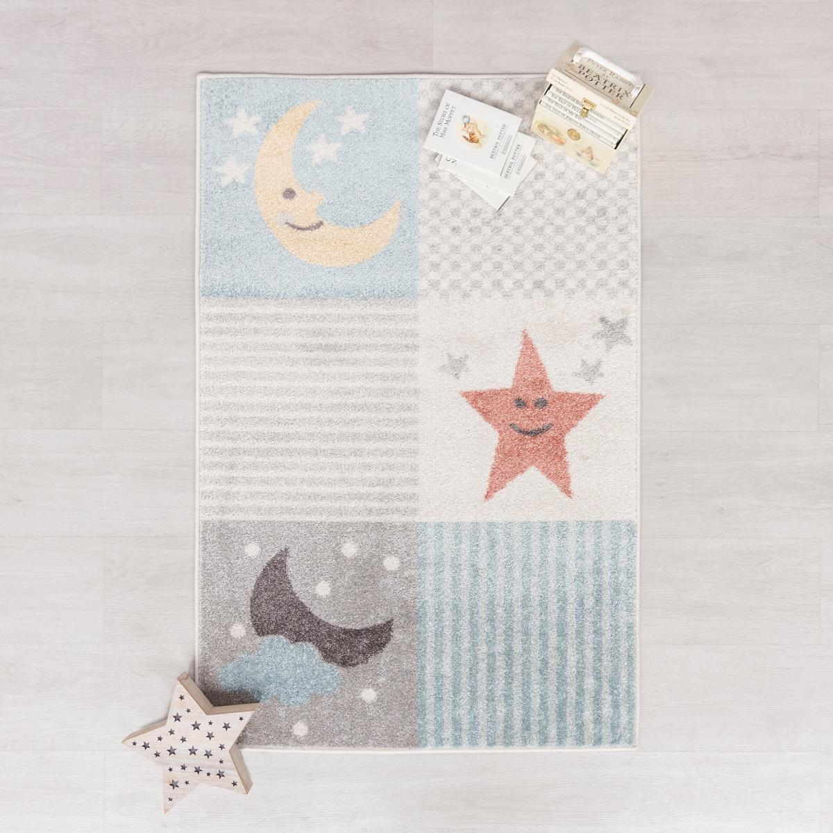 Cloud Patchwork Rug Blue, White and Yellow – image 1