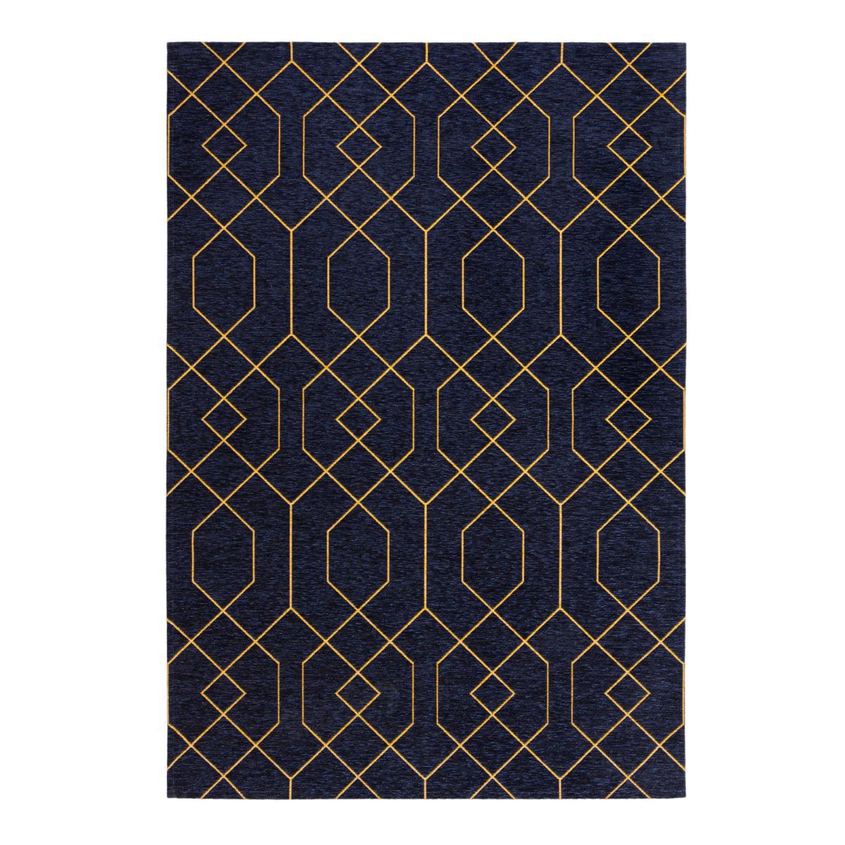 Tokyo Geometric Rug Navy and Yellow – image 2
