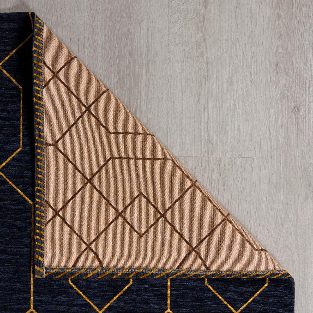 Tokyo Geometric Rug Navy and Yellow – image 3