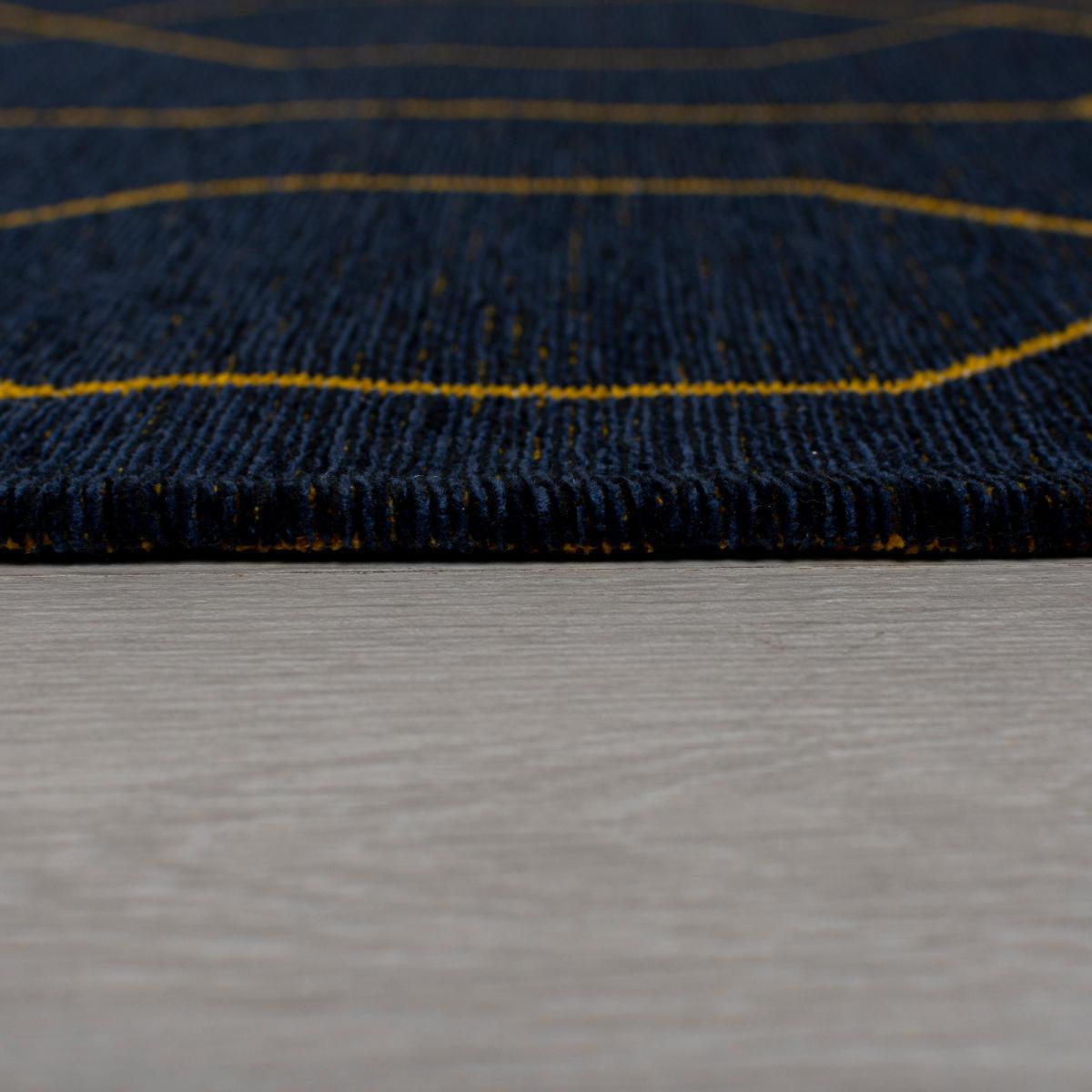 Tokyo Geometric Rug Navy and Yellow – image 4