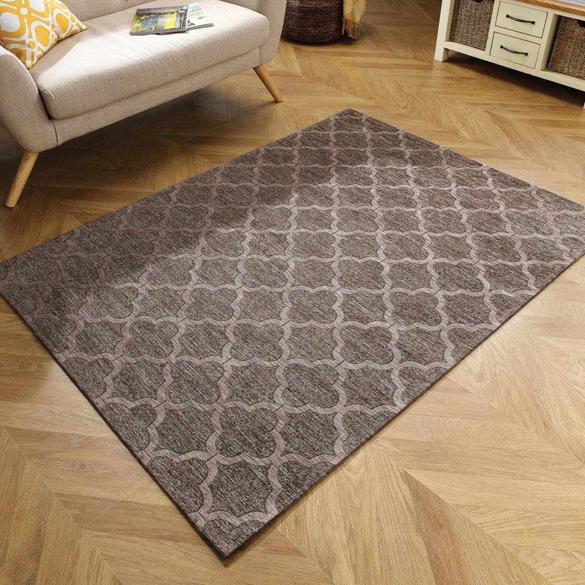 Grey Trellis Chenille Rug Grey – image 2