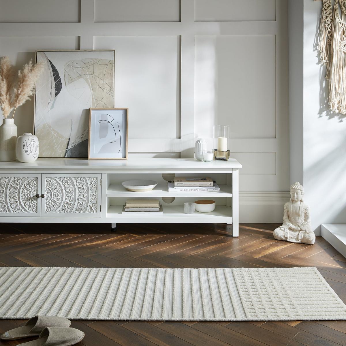 PractiRug Fletcher Stripe Washable Runner Cream – image 1