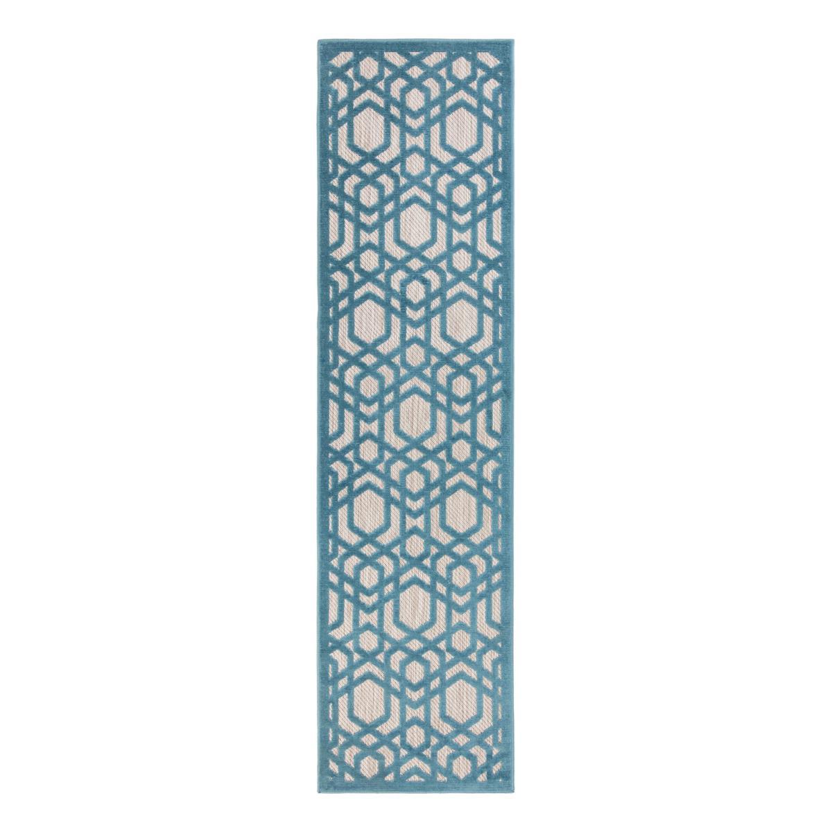 Oro Geometric Indoor Outdoor Runner Blue/Brown – image 2